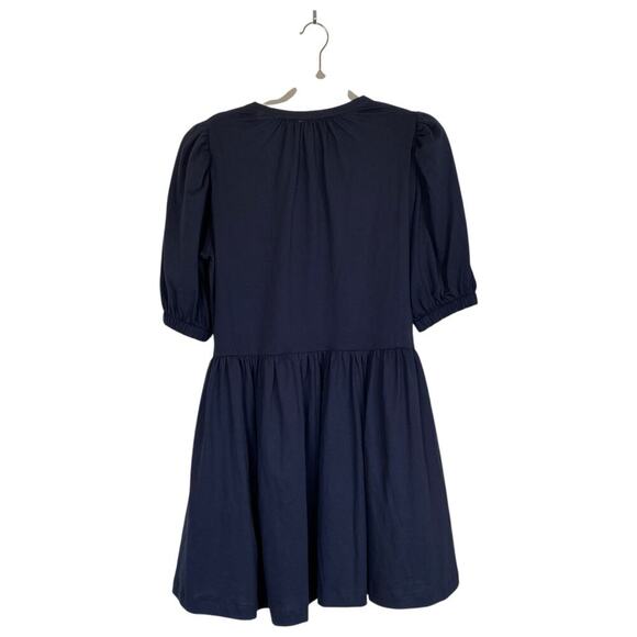 SUMMERSALT The Luxe Pima Puff-Sleeve Mini Dress Size XS Midnight Navy Blue - Picture 3 of 6